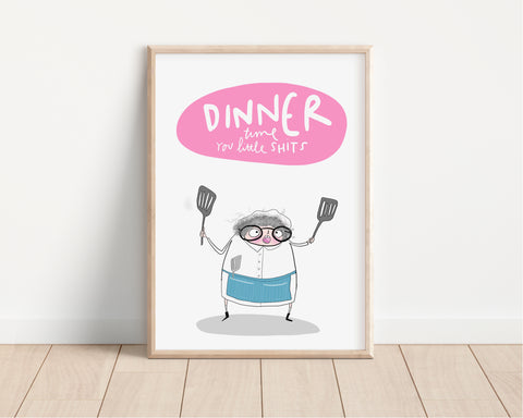 Dinner time print • Dinner lady art