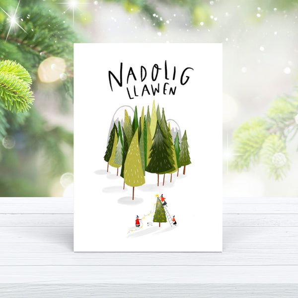 Welsh Christmas Card – Nadolig Llawen, Festive Welsh ladies - Hofficraft