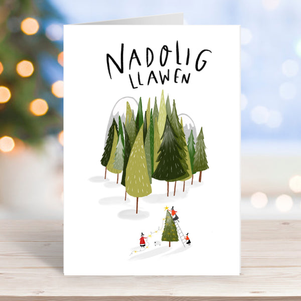 Welsh Christmas Card – Nadolig Llawen, Festive Welsh ladies - Hofficraft