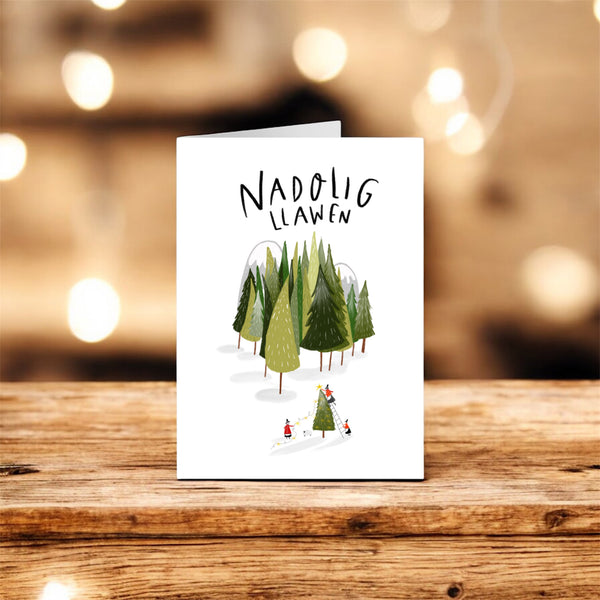 Welsh Christmas Card – Nadolig Llawen, Festive Welsh ladies - Hofficraft