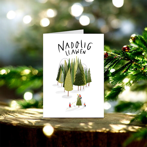 Welsh Christmas Card – Nadolig Llawen, Festive Welsh ladies - Hofficraft