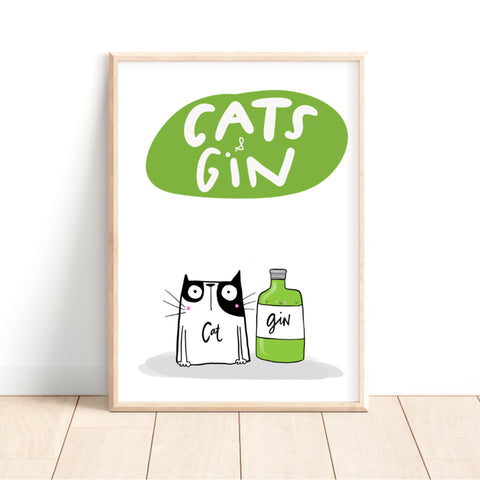 Cats and gin print