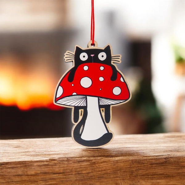 Black cat Mushroom decoration • Black cat Christmas decoration