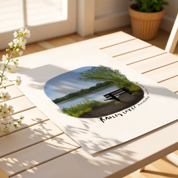 Radley lakes bench in Summer