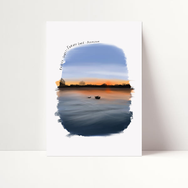 Radley Lakes Sunset illustration Abingdon