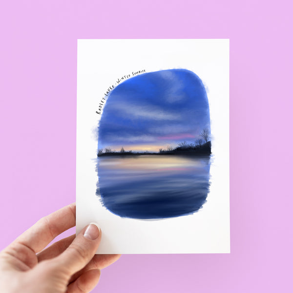 Radley Lakes Abingdon Winter sunrise card