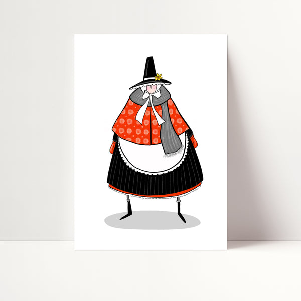 Winter Welsh lady print