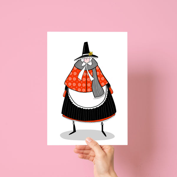 Winter Welsh lady print