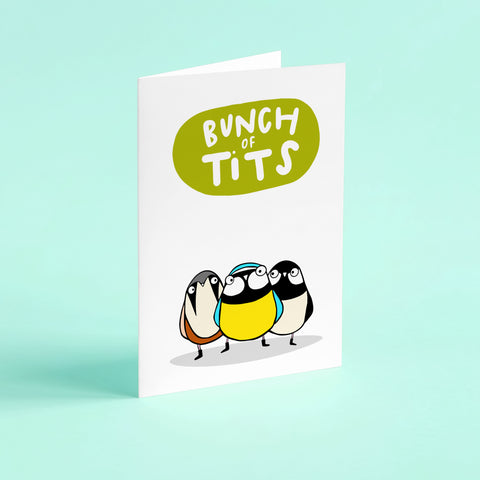 Bunch of tits garden birds card