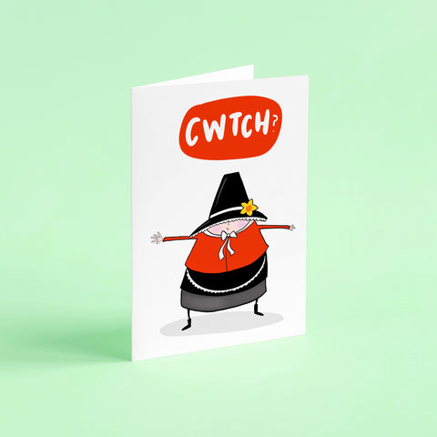 Cwtch card • Welsh card • Welsh Hug card • Welsh lady card