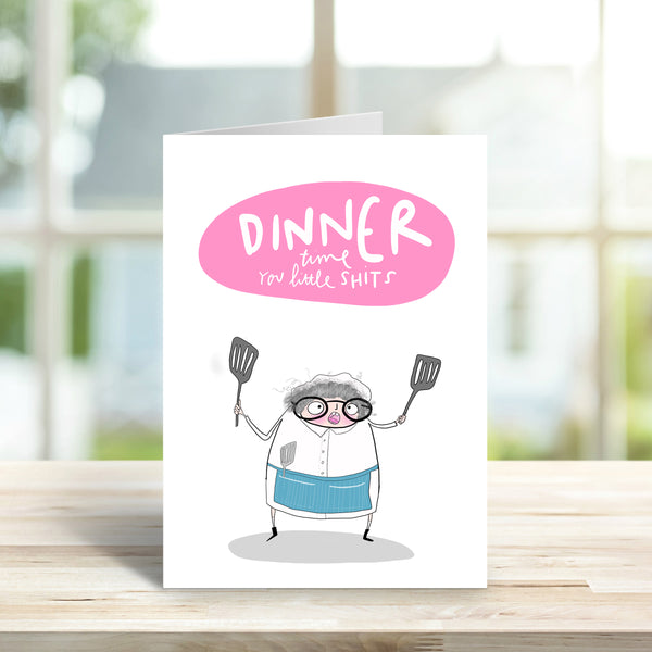 Dinner time card • Dinner lady card • Tea time card