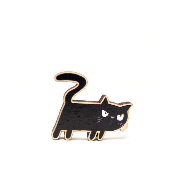 Black cat pin badge