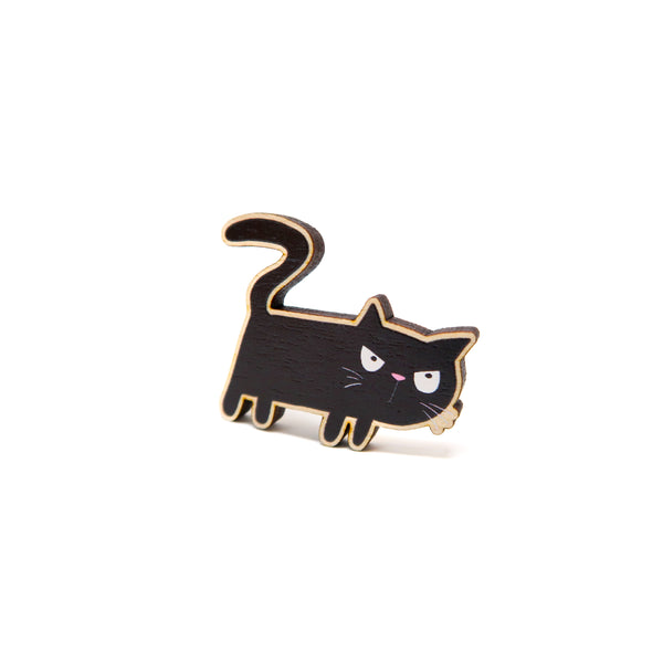 Black cat pin badge