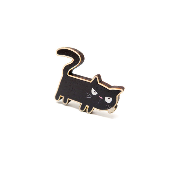 Black cat pin badge