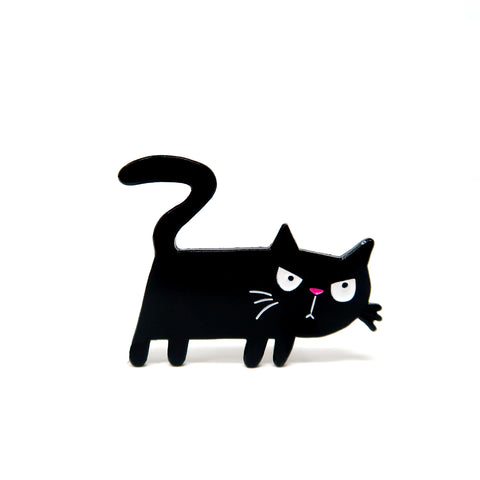 Black cat enamel pin badge