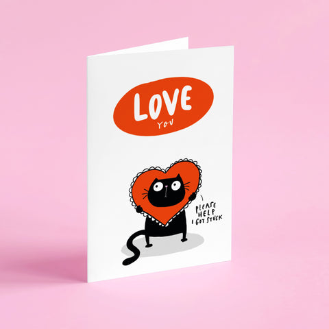 Black cat Valentines card