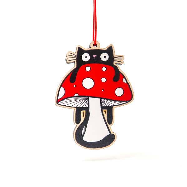 Black cat Mushroom decoration • Black cat Christmas decoration