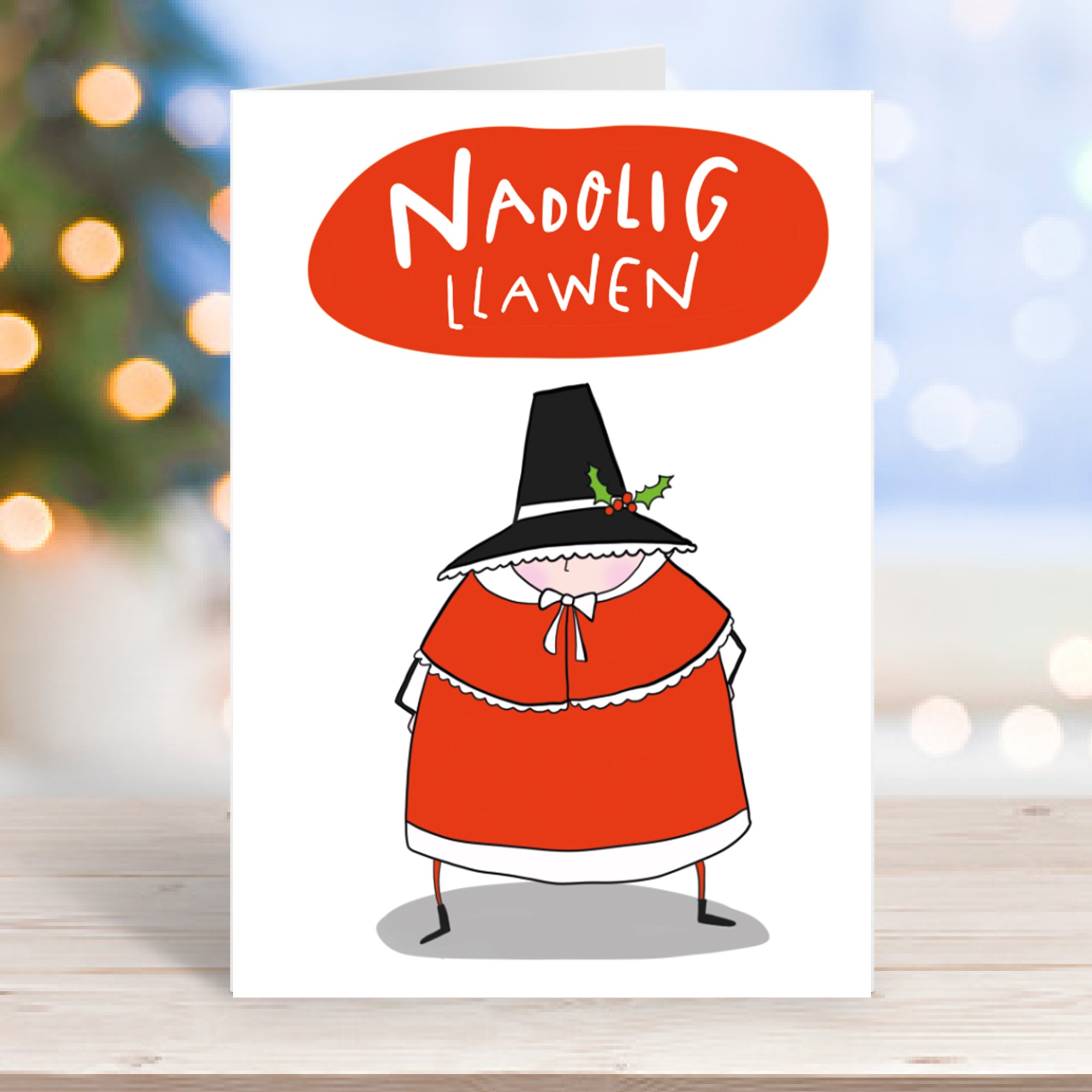 Nadolig Llawen card • Welsh Christmas card • Welsh lady card.