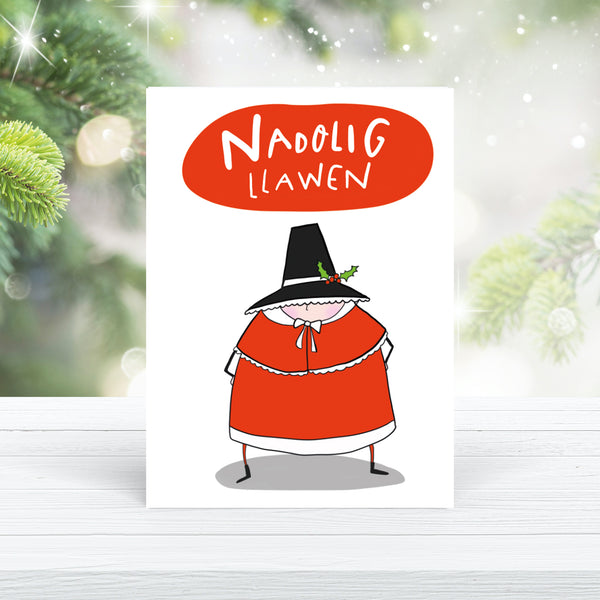 Nadolig Llawen card • Welsh Christmas card • Welsh lady card.