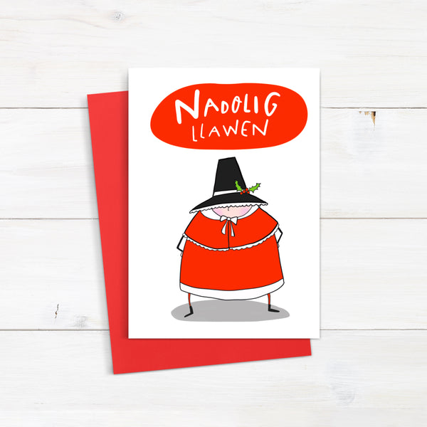 Nadolig Llawen card • Welsh Christmas card • Welsh lady card.