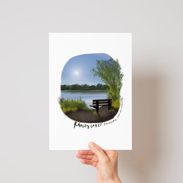 Radley lakes bench in Summer