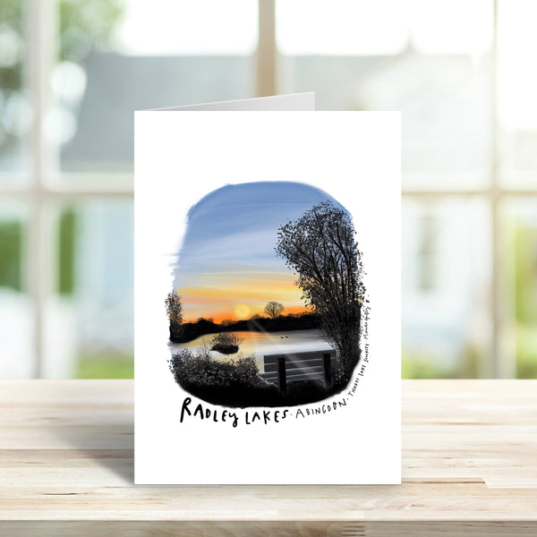 Radley lakes bench at Sunrise card