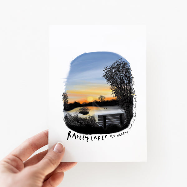 Radley lakes bench at Sunrise card