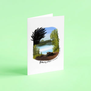 Radley lakes Abingdon, view from the tree stump card