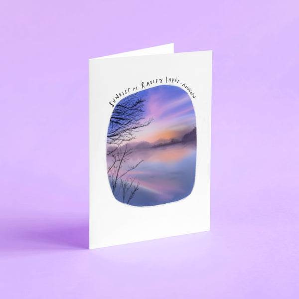 Radley Lakes Abingdon purple sunrise card