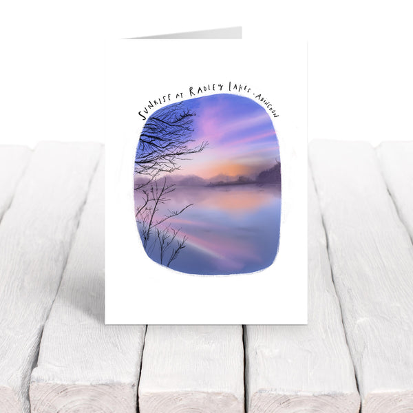 Radley Lakes Abingdon purple sunrise card