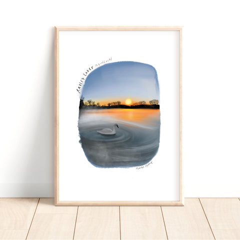 Radley lakes swan A4 print
