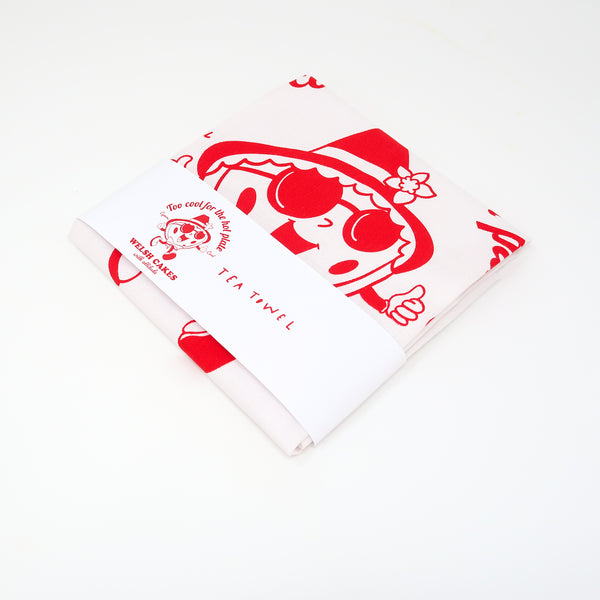 Welsh Cake Tea Towel • Welsh Gift • Retro Welsh Kitchen Towel • Hand Screen Printed - Hofficraft