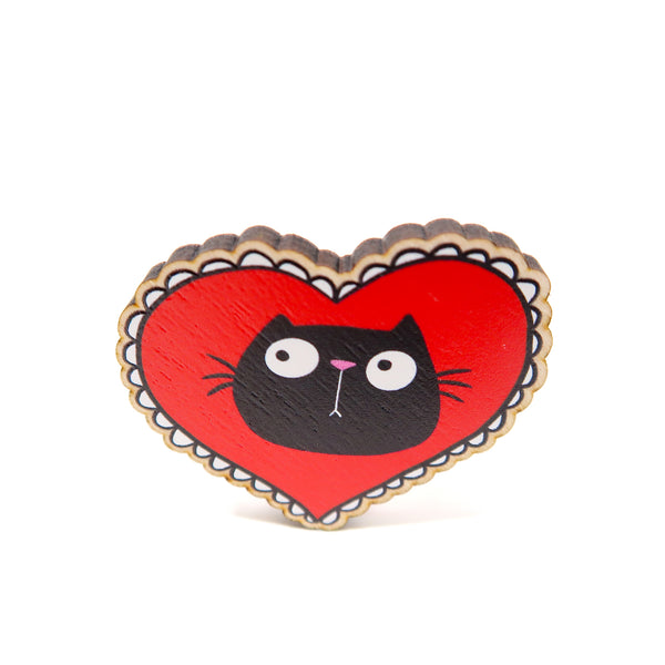 Valentines cat pin