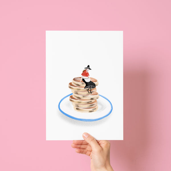 Tiny Welsh Cake Guardian A4 print • Welsh lady art - Hofficraft