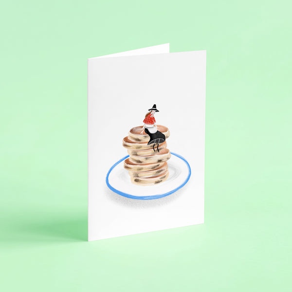 Tiny Welsh Cake Guardian card • St Davids day card • Welsh lady art
