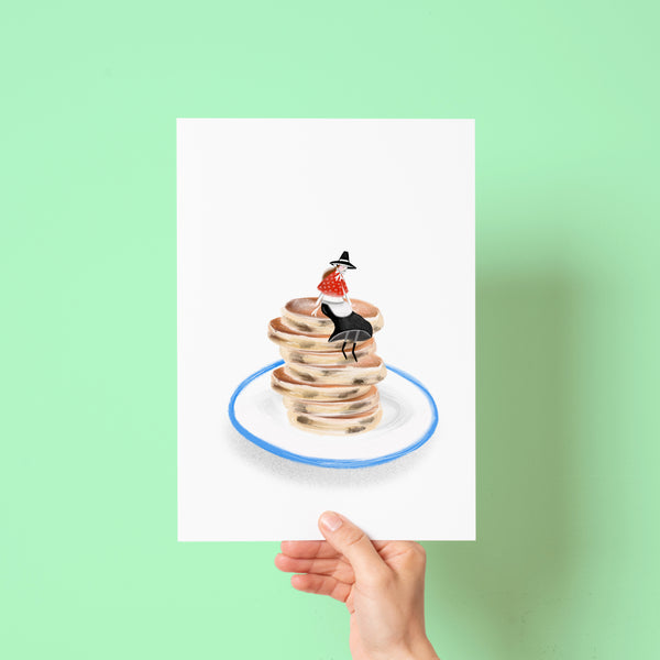 Tiny Welsh Cake Guardian A4 print • Welsh lady art - Hofficraft