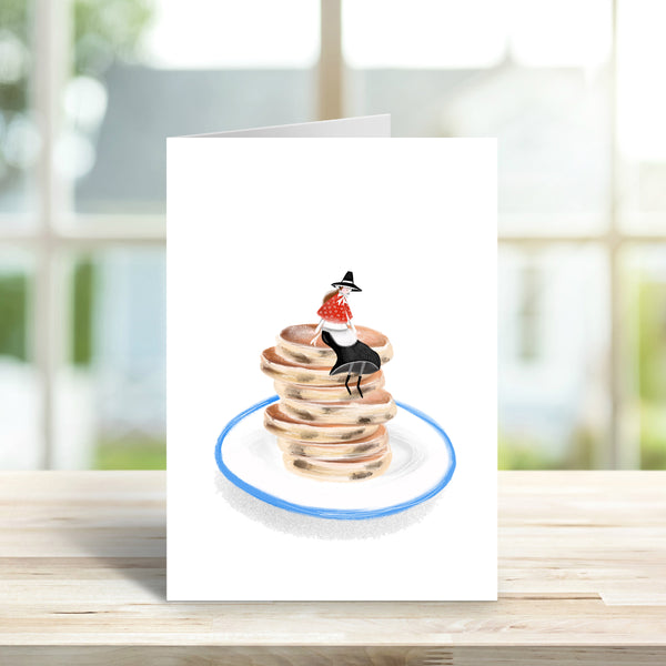 Tiny Welsh Cake Guardian card • St Davids day card • Welsh lady art