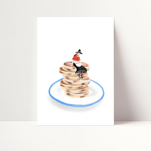 Tiny Welsh Cake Guardian A4 print • Welsh lady art - Hofficraft