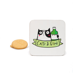 Cats and gin coaster