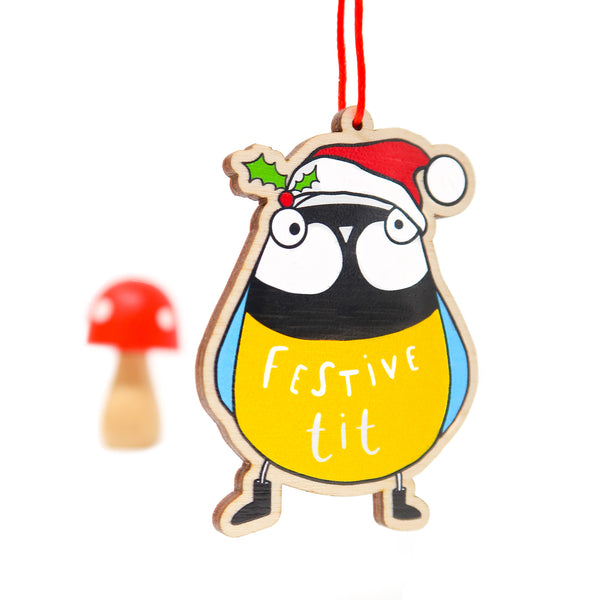 Festive tit decoration