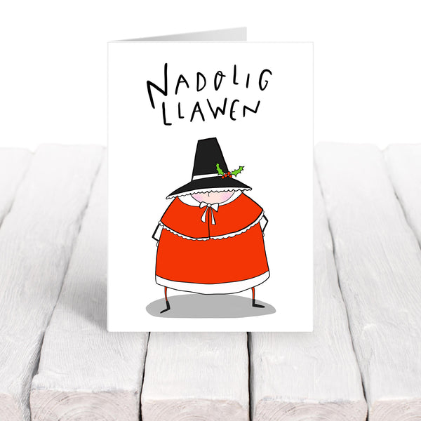 Nadolig Llawen card • Welsh Christmas card • Welsh lady card.