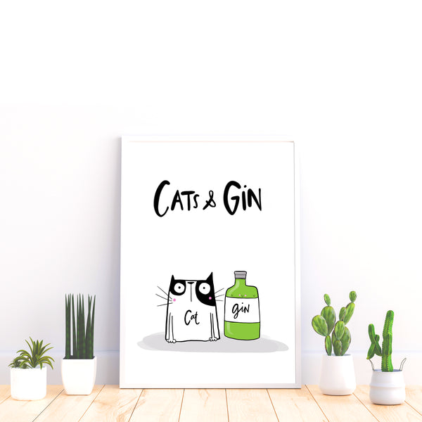 Cats and gin print