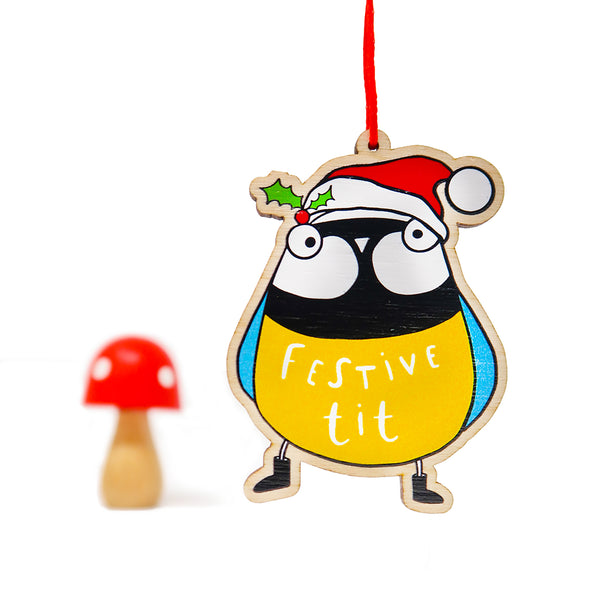 Festive tit decoration