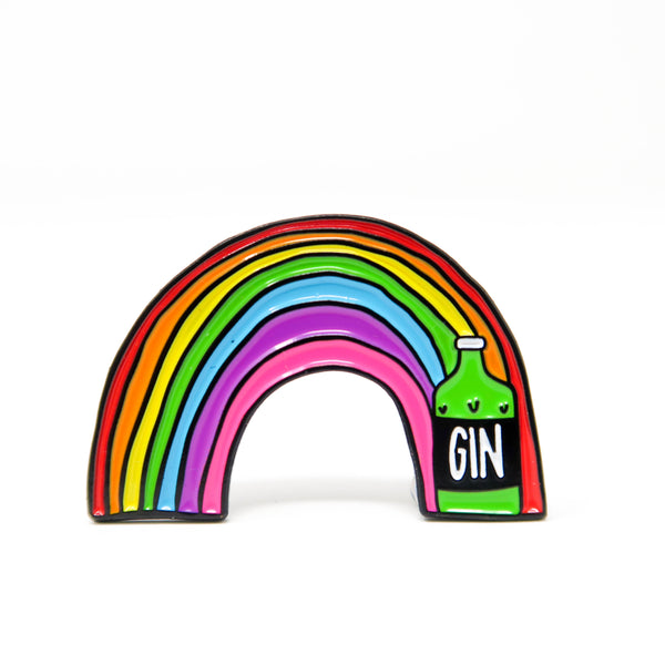 Rainbow Gin Enamel Pin Badge - Hofficraft