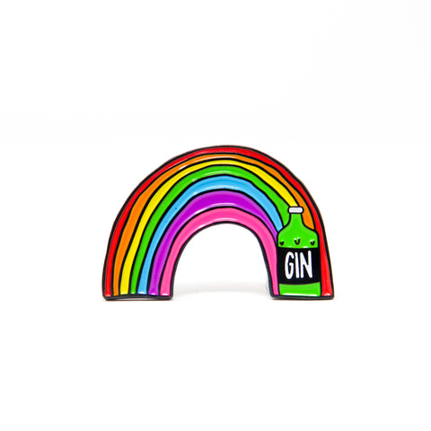 Rainbow Gin Enamel Pin Badge - Hofficraft