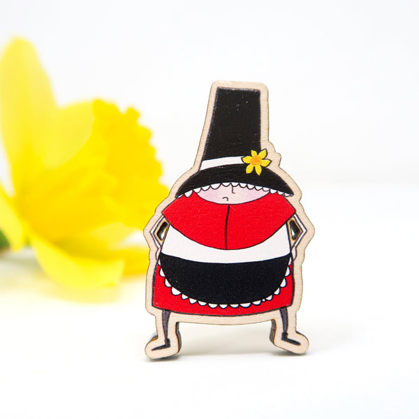 Welsh lady pin badge • St Davids Day pin • Welsh gift