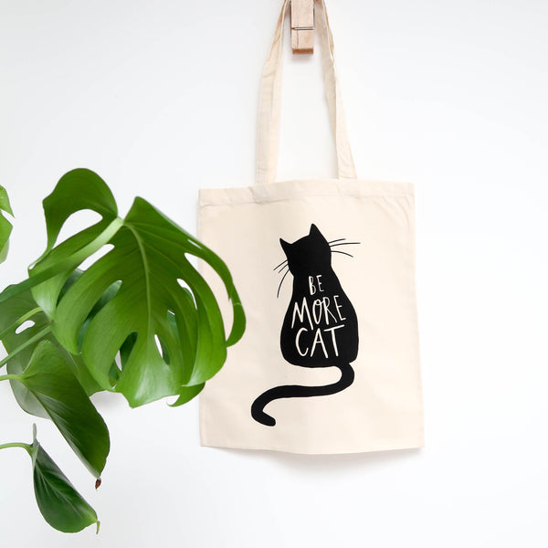 Be more cat tote bag • Cat bag • black cat bag • cat shopper - Hofficraft
