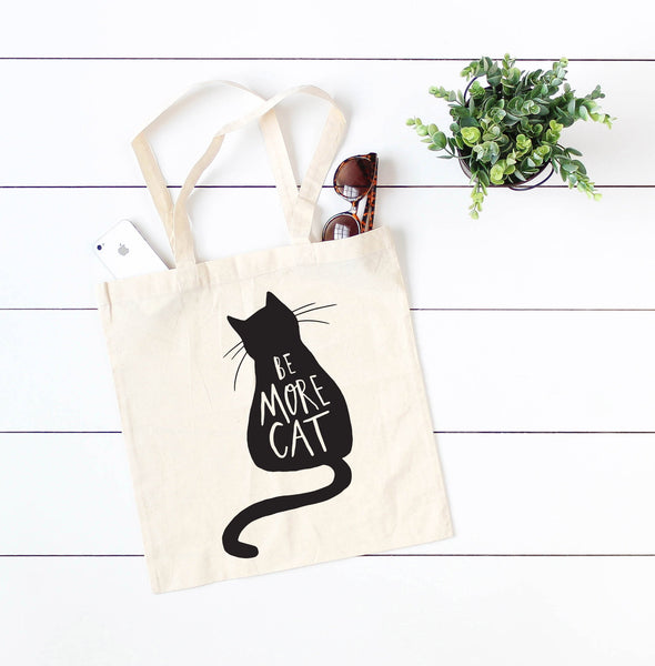 Be more cat tote bag • Cat bag • black cat bag • cat shopper - Hofficraft