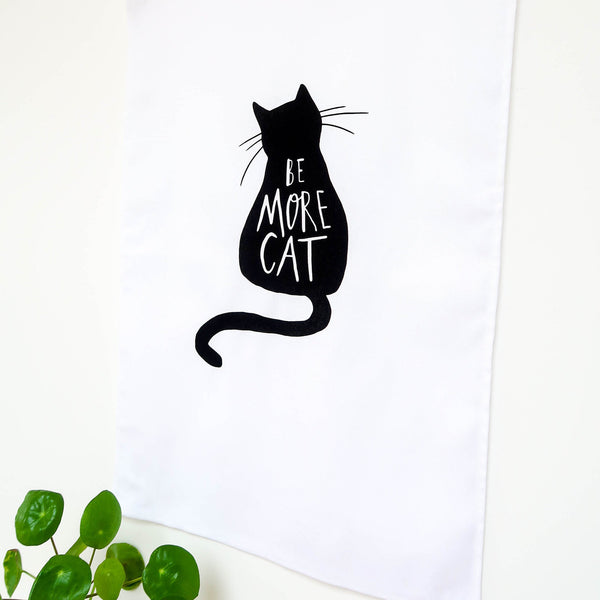 Cat tea towel • black cat tea towel • Be more cat - Hofficraft