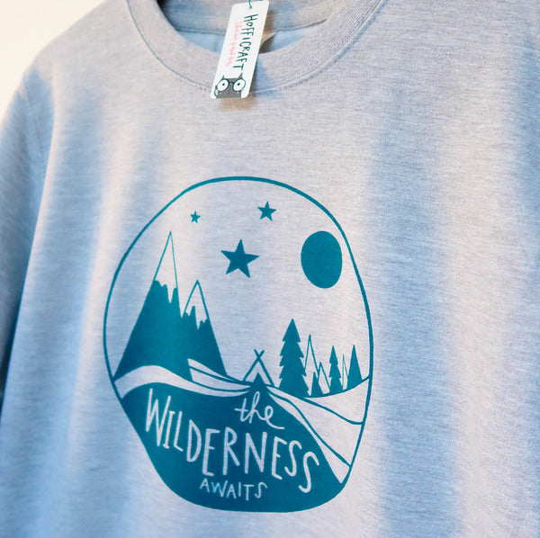 Wilderness Sweatshirt • Mountain sweater • Adventure Sweatshirt • Screen printed jumper - Hofficraft